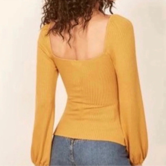 Reformation | Rosalind Twist Front Blouse Yellow Size Small - Picture 3 of 8